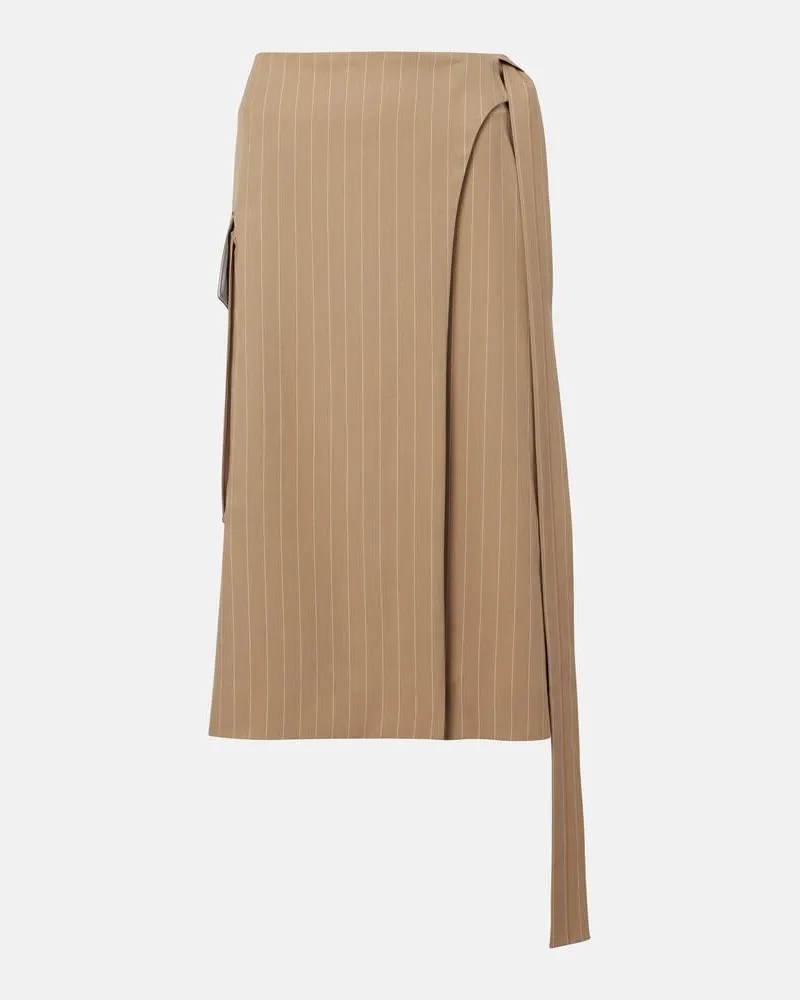 Victoria Beckham Midirock aus Wolle Beige