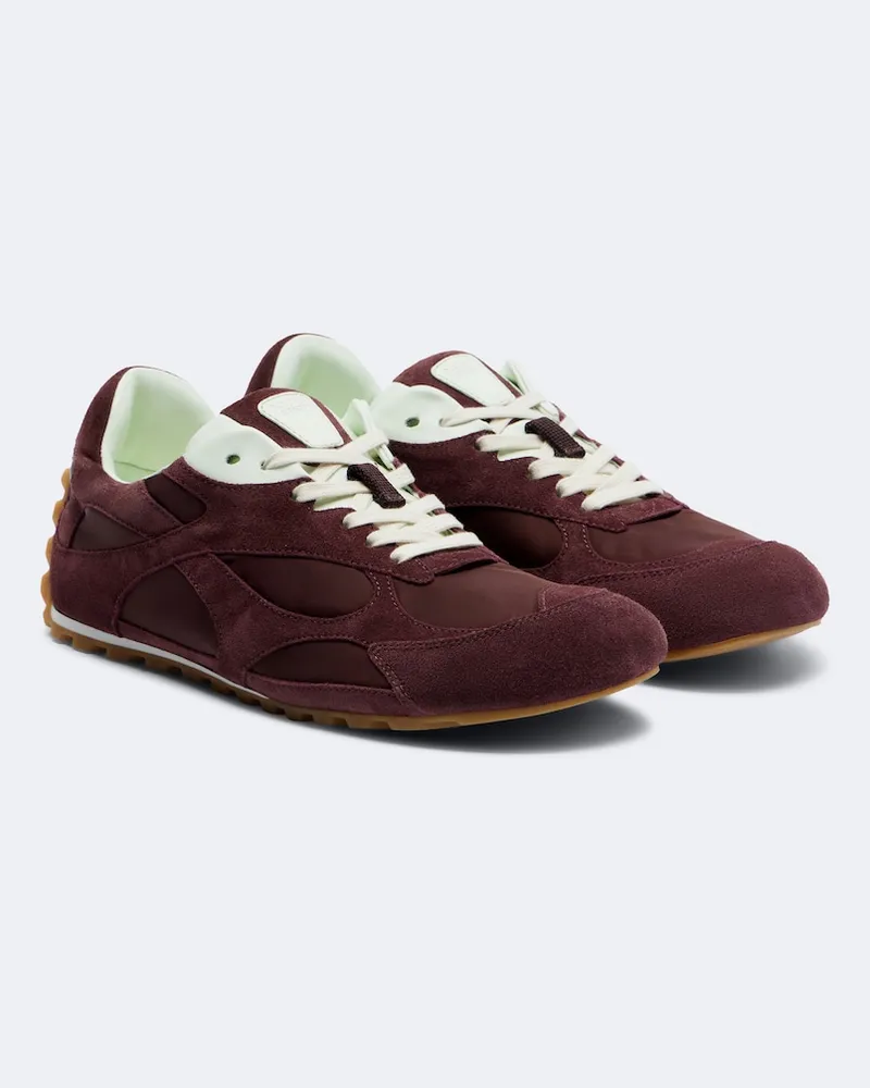 Bottega Veneta Sneakers Orbit Flash mit Veloursleder Burgunderrot
