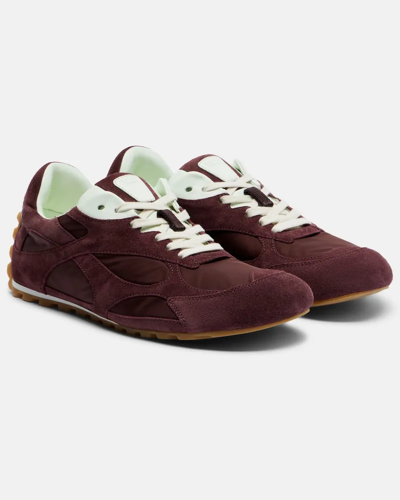 Bottega Veneta Sneakers Orbit Flash mit Veloursleder Burgunderrot