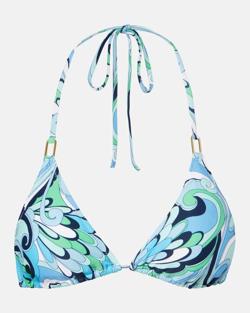 Melissa Odabash Bedrucktes Bikini-Oberteil Cancun Blau