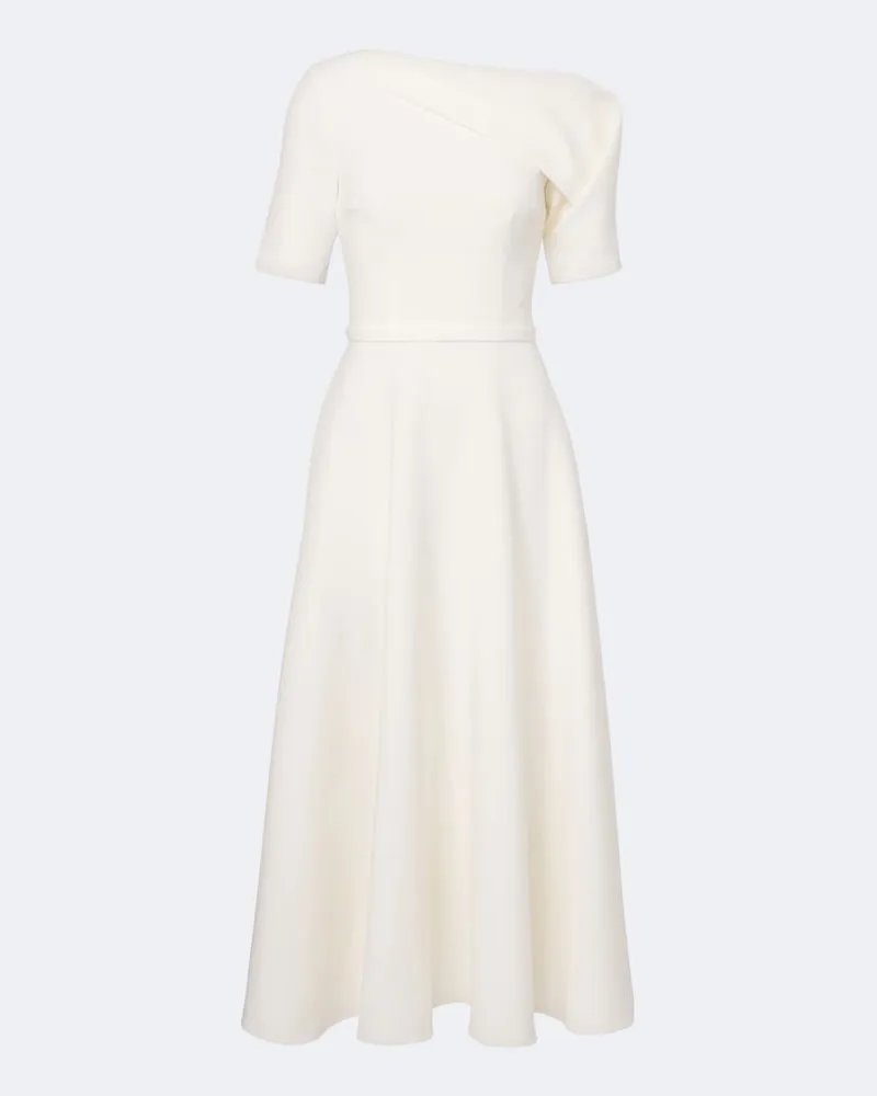 Safiyaa Bridal Midikleid Melinda aus Crêpe Weiß