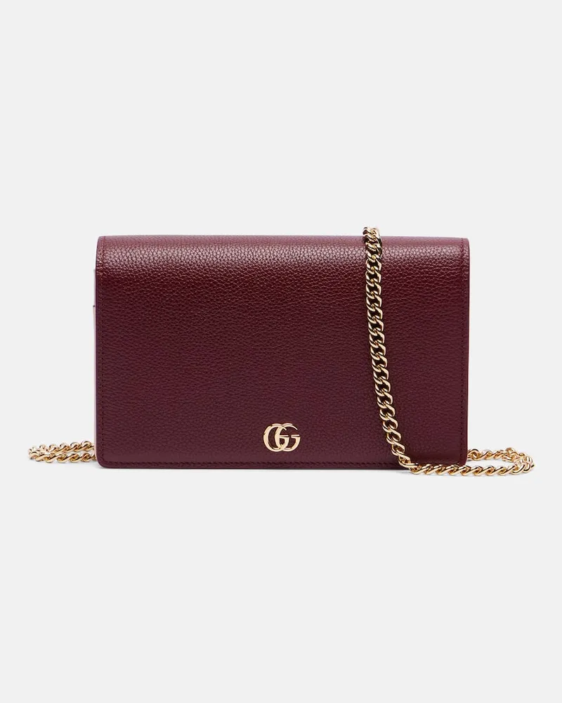 Gucci Portemonnaie mit Kettenriemen GG Marmont Burgunderrot