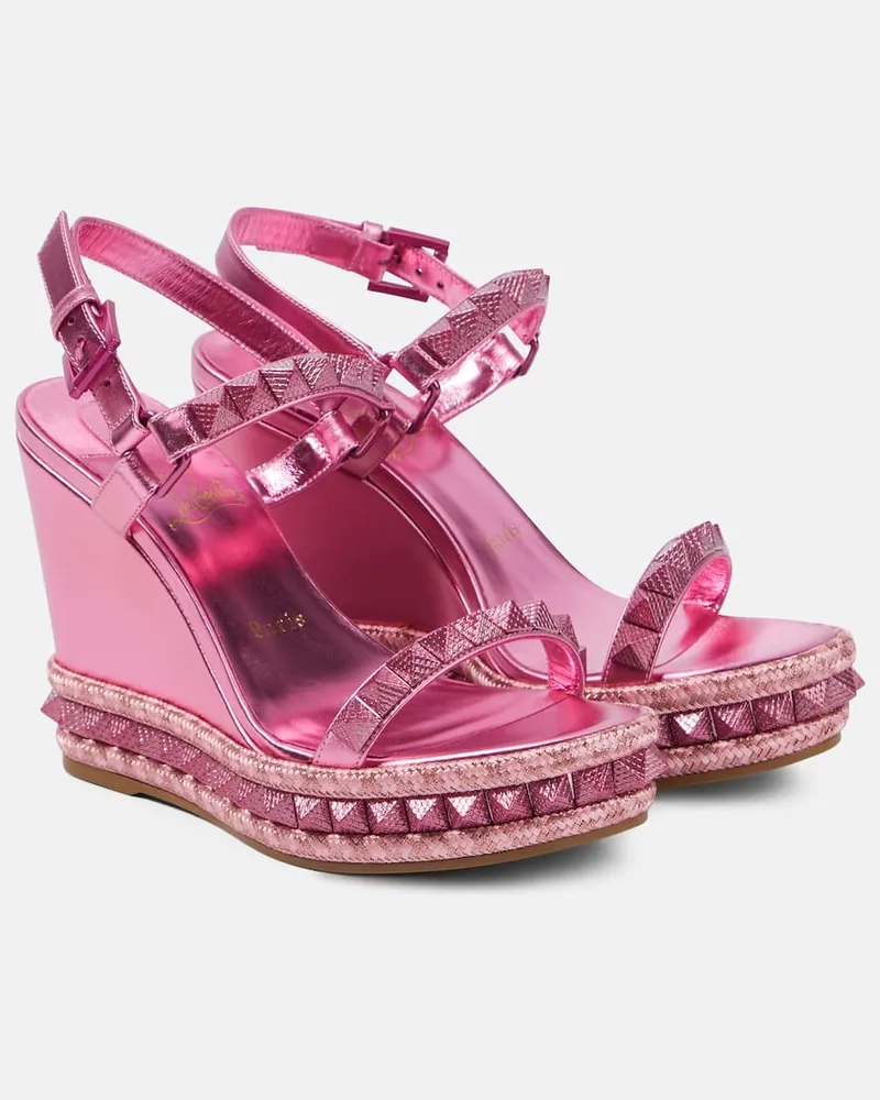 Christian Louboutin Verzierte Wedge-Sandalen Pyraclou 110 Rosa