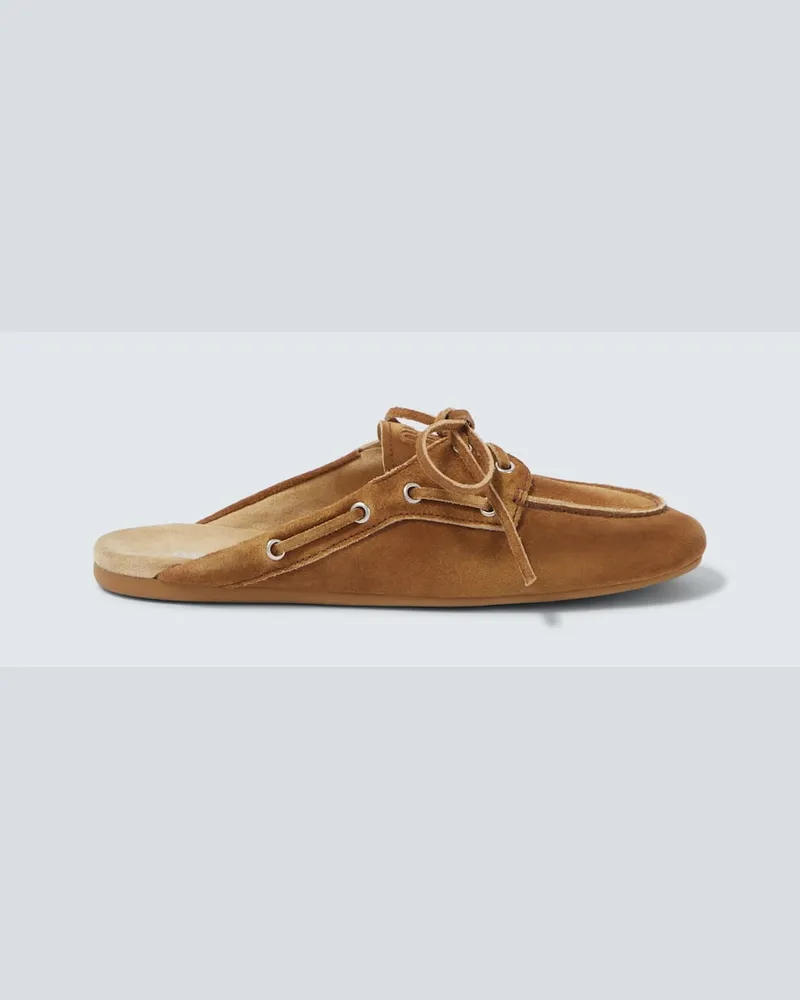 Miu Miu Slippers aus Veloursleder Braun