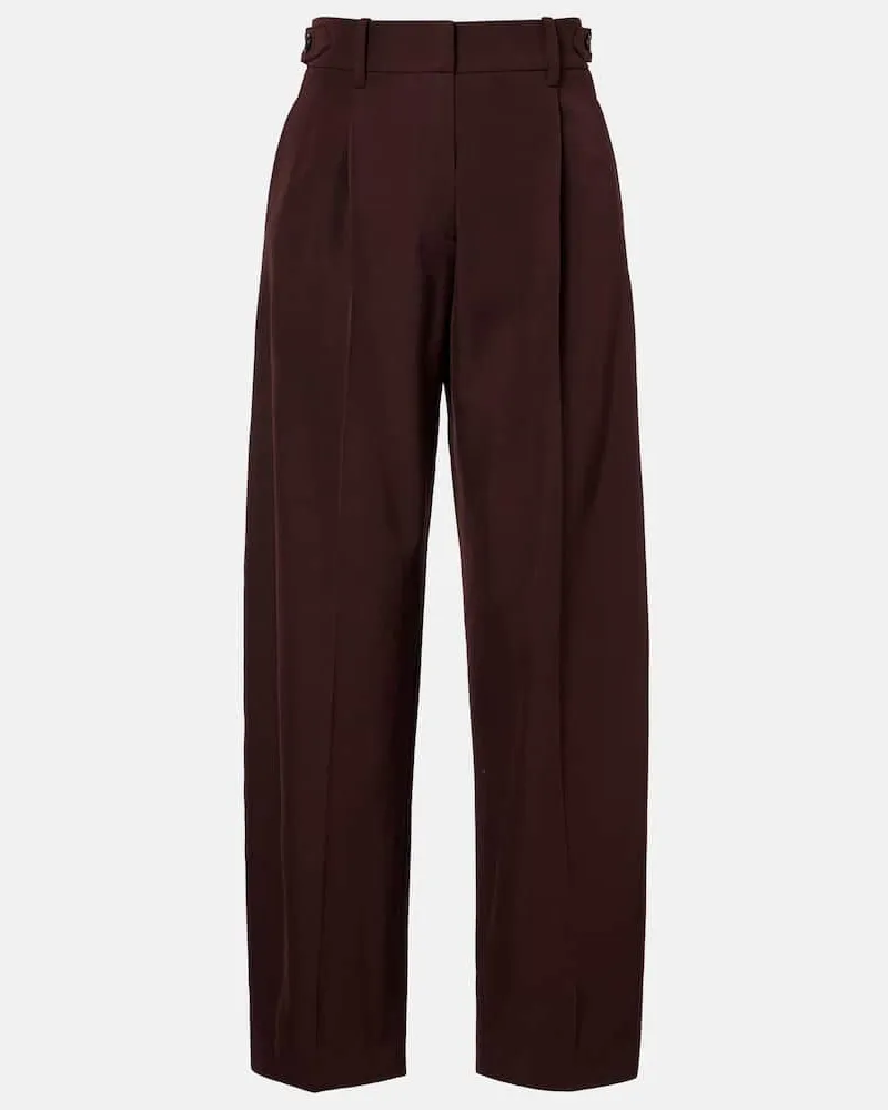 Brunello Cucinelli Gerade Hose aus Wolle und Baumwolle Burgund
