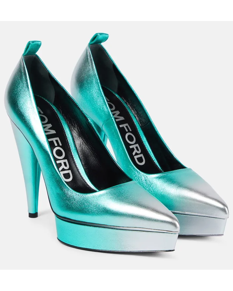 Tom Ford Plateau-Pumps aus Metallic-Leder Multicolor