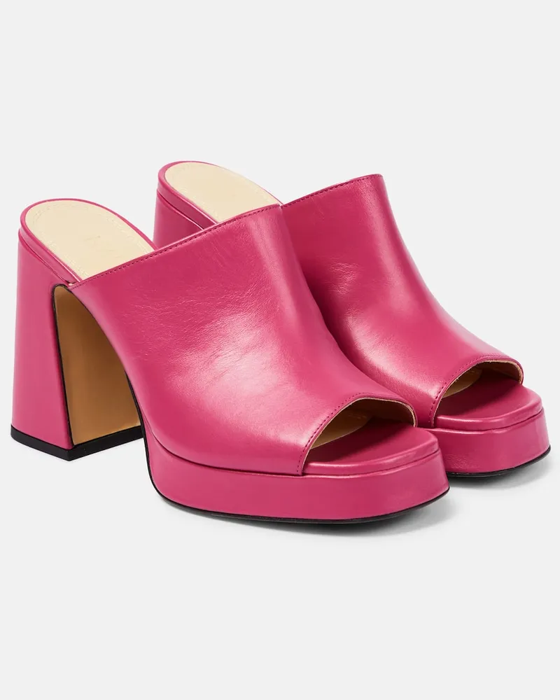 SOULIERS MARTINEZ Plateau-Pantoletten Alba 90 aus Leder Rosa