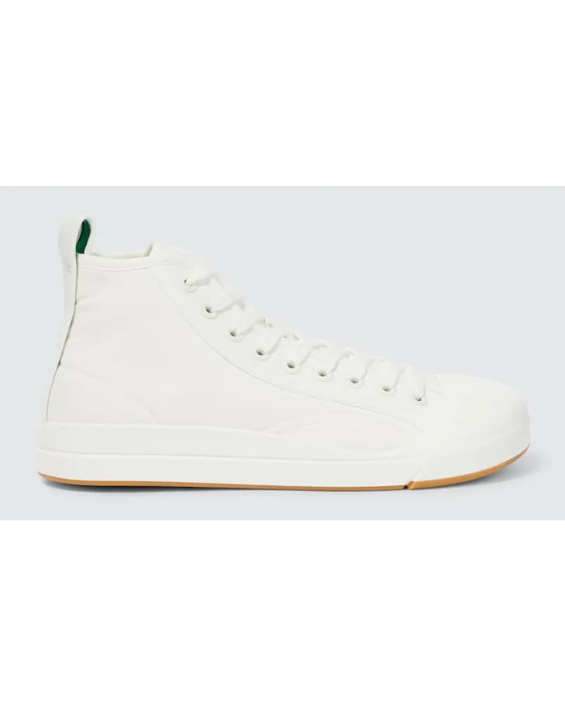 Bottega Veneta High-Top Sneakers Vulcan aus Canvas Weiss