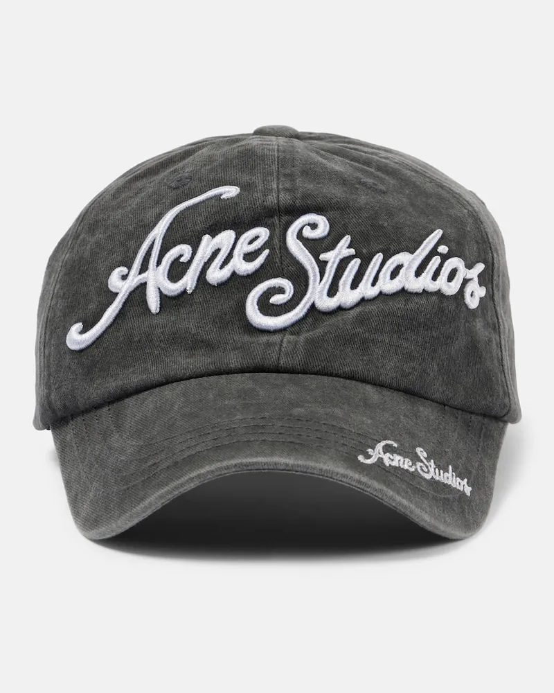 Acne Studios Bestickte Baseballcap aus Baumwolle Schwarz