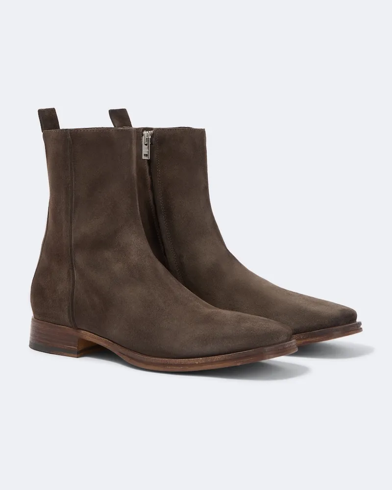 Acne Studios Ankle Boots Bebe aus Veloursleder Grau