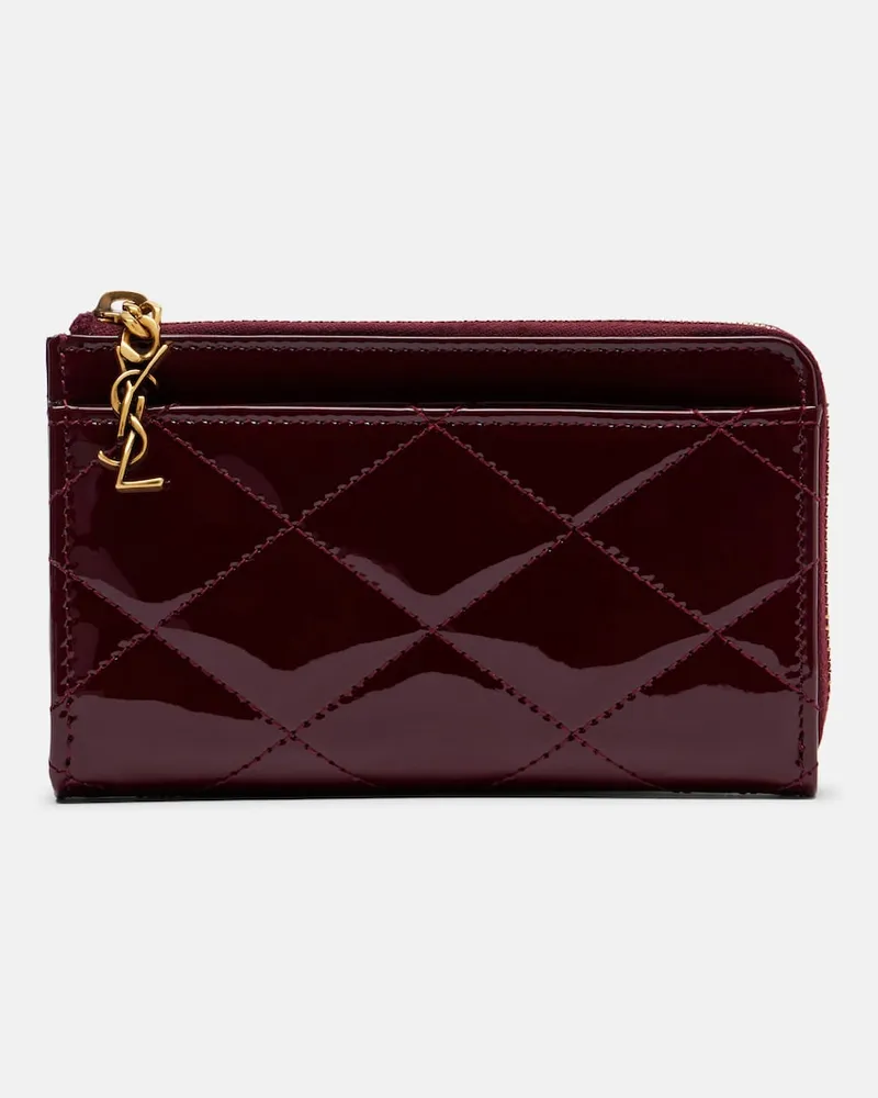 Saint Laurent Kartenetui Paris Fragments aus Lackleder Burgunderrot