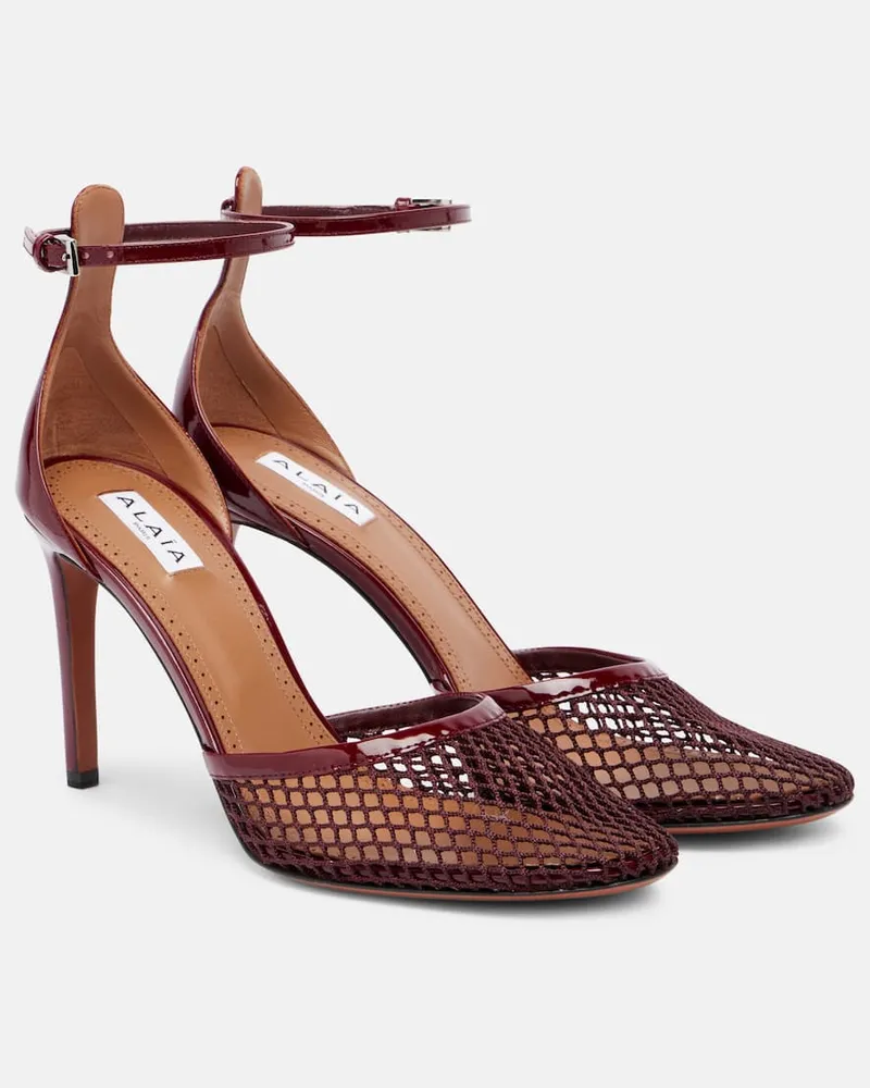 Alaïa Alaïa Pumps 90 aus Mesh Burgunderrot