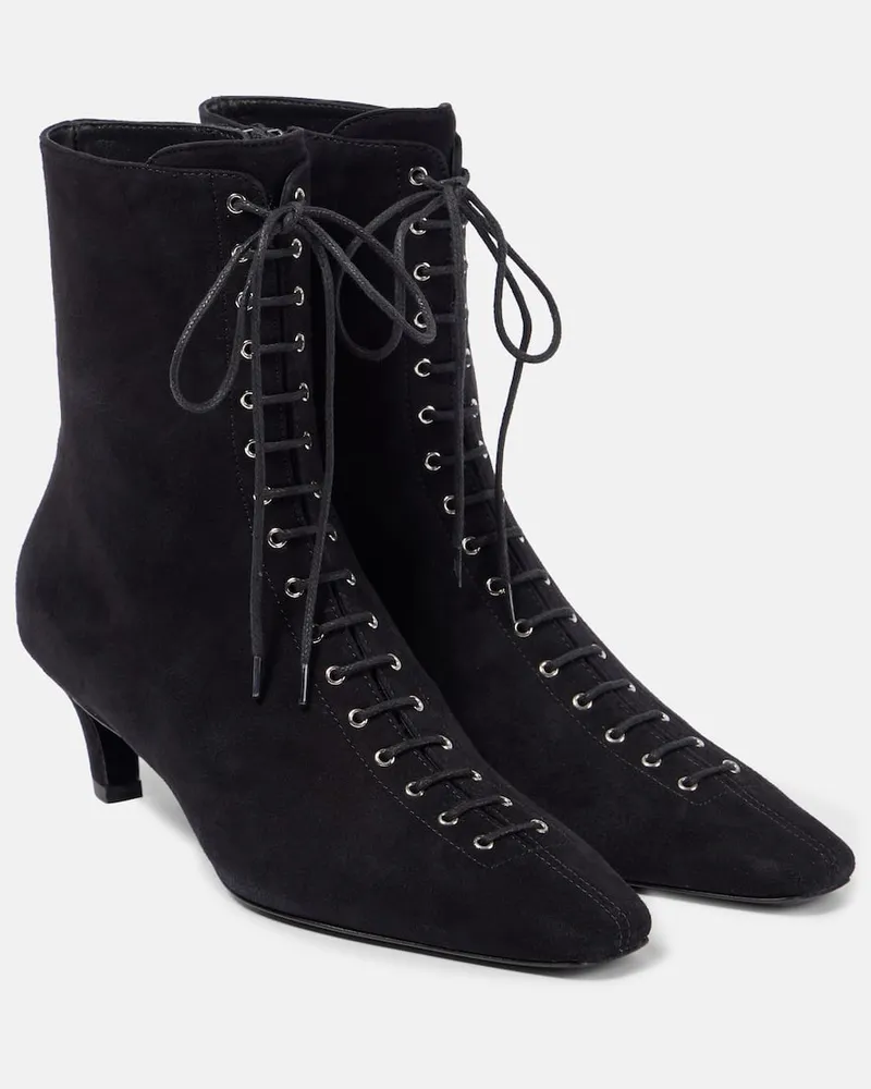 Totême Ankle Boots aus Veloursleder Schwarz