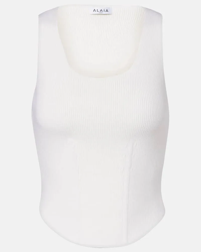 Alaïa Alaïa Bustier-Top aus einem Wollgemisch Weiß