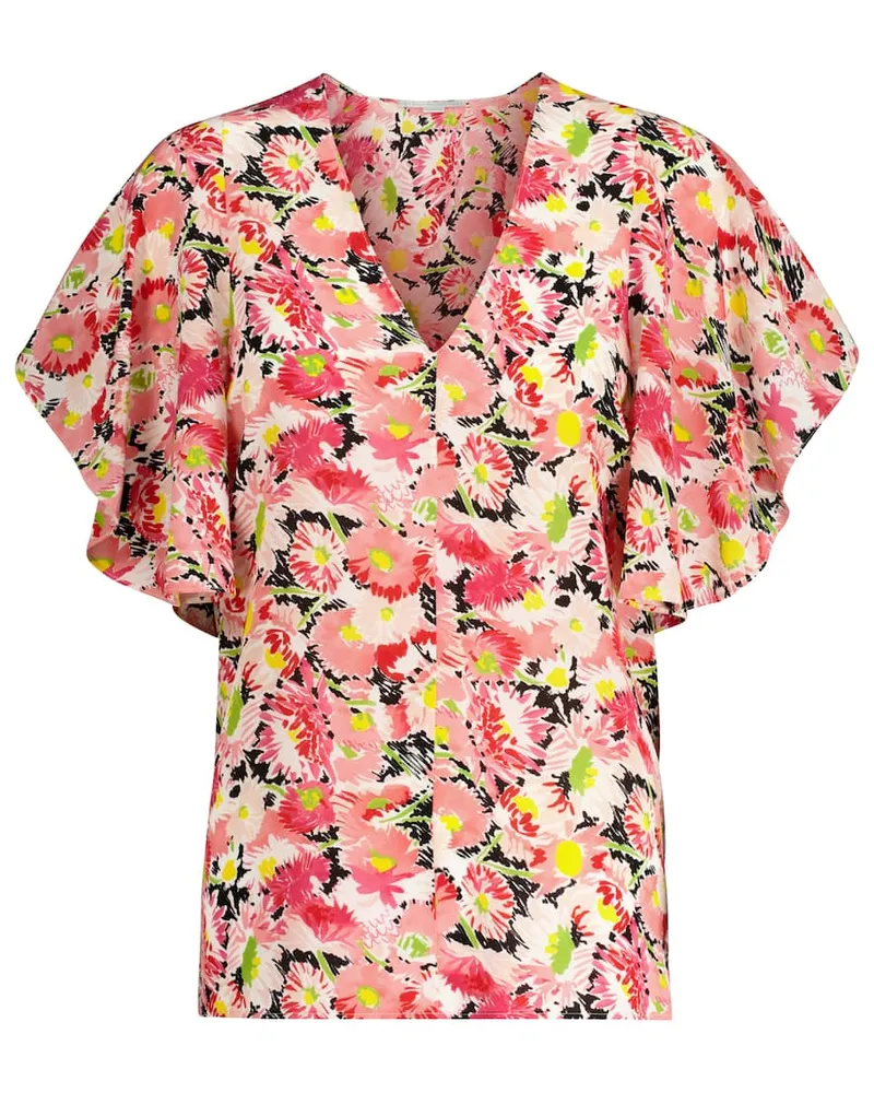 Stella McCartney Bedrucktes Top aus Crêpe de Chine Rosa