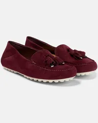 Loro Piana Mokassins Dot Sole aus Veloursleder Rot