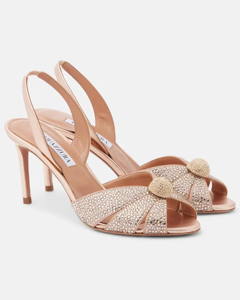 Aquazzura Slingback-Sandalen Italian Flirt 75 mit Kristallen Beige