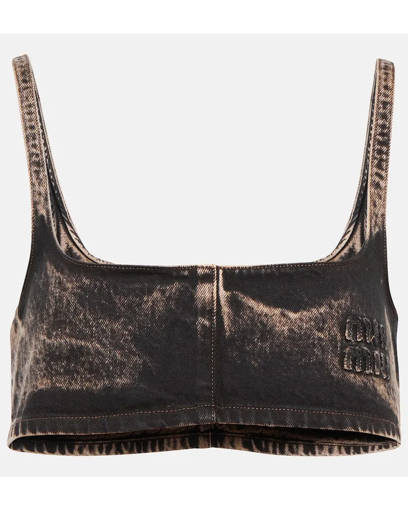 Miu Miu Bralette aus Denim Schwarz