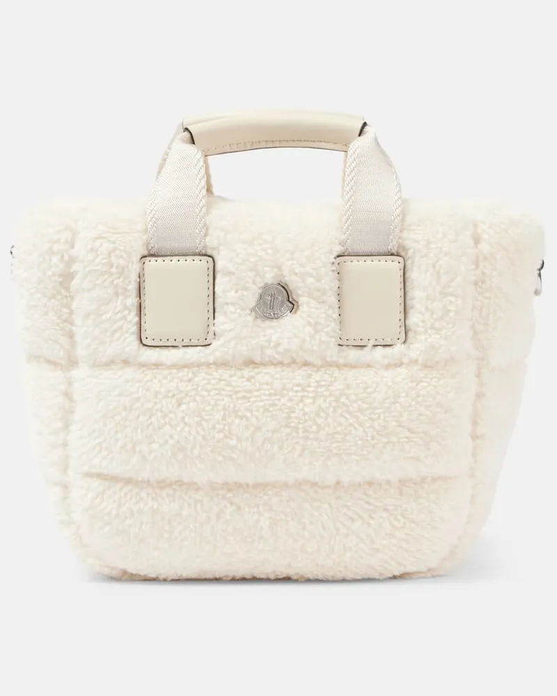 Moncler Tote Bag Caradoc Micro aus Faux Shearling Weiß