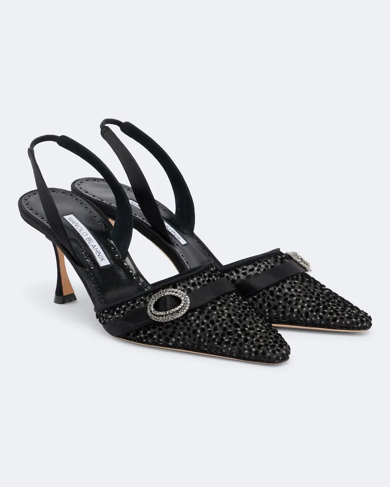 Manolo Blahnik Slingback-Pumps Zutosli mit Kristallen Schwarz
