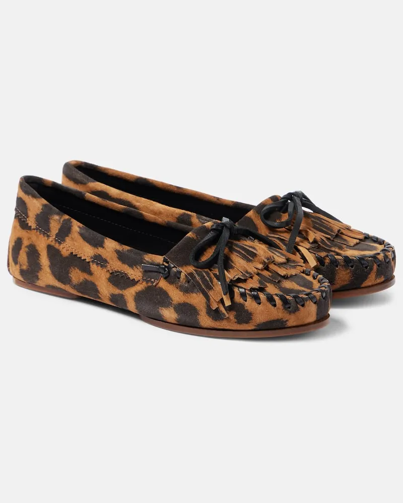 Paris Texas Bedruckte Loafers Indie aus Veloursleder Braun