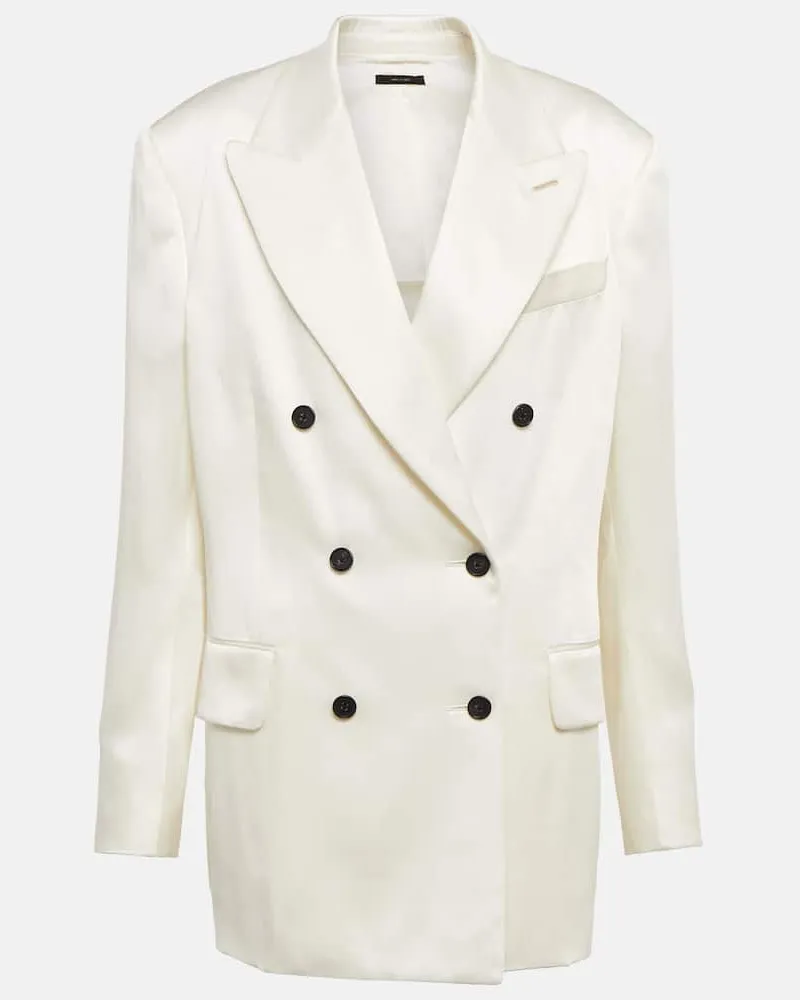 Tom Ford Doppelreihiger Blazer aus Satin Weiß