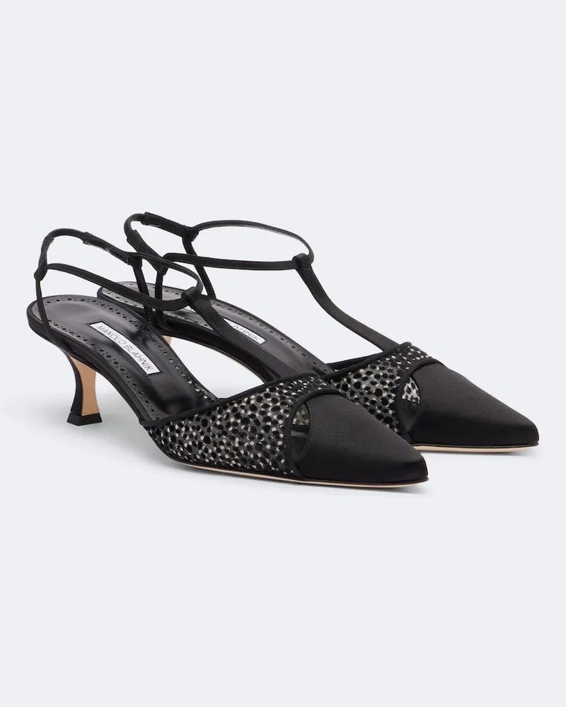 Manolo Blahnik Slingback-Pumps Turgimodla aus Satin Schwarz