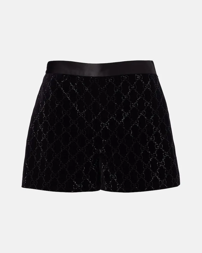 Gucci Shorts aus einem Baumwollgemisch mit Kristallen Schwarz