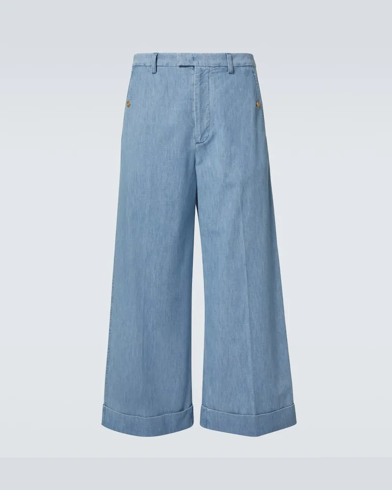 Valentino Garavani Wide-Leg Cropped Jeans Blau