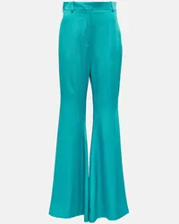 Nina Ricci High-Rise-Schlaghose aus Satin Blau