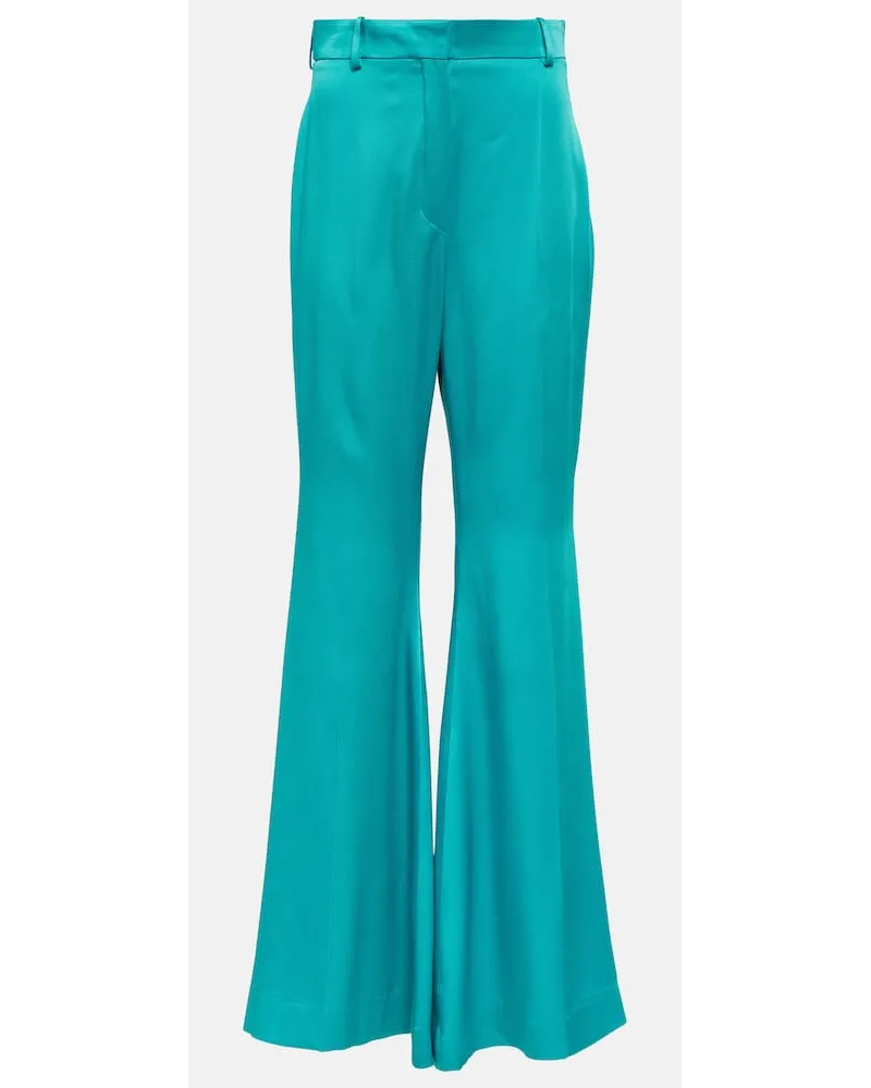 Nina Ricci High-Rise-Schlaghose aus Satin Blau