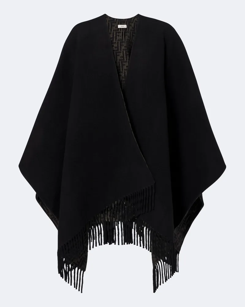 Fendi Wendbarer Poncho aus Wolle und Kaschmir Braun