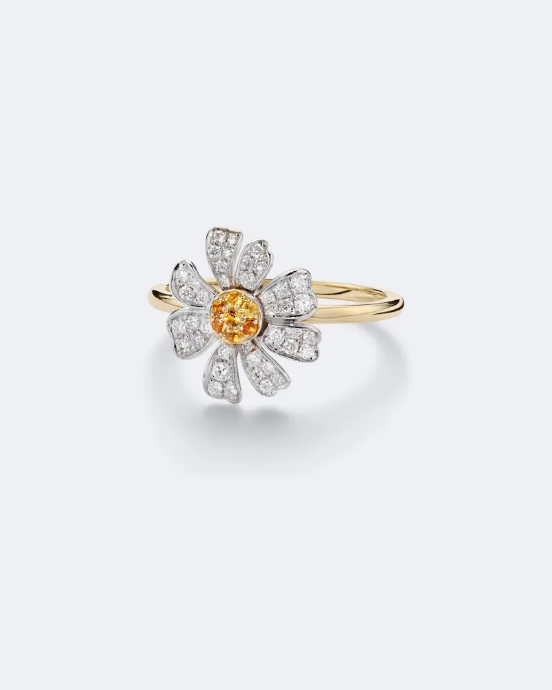 Yvonne Léon Yvonne Léon Ring Marguerite aus 9kt Gelbgold mit Diamanten und Citrin Gold