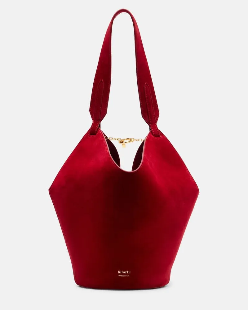 KHAITE Tote Bag Lotus Mini aus Veloursleder Rot