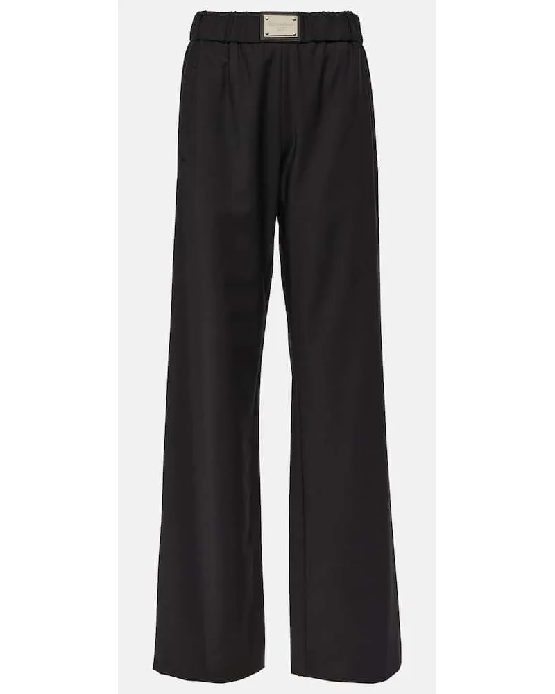Dolce & Gabbana Weite Hose aus einem Wollgemisch Schwarz