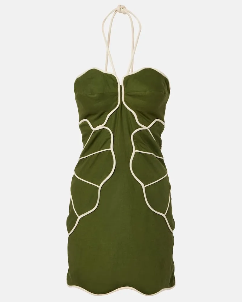 FARM Rio Minikleid aus einem Leinengemisch Grün