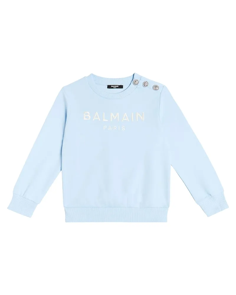 Balmain Sweatshirt aus Baumwoll-Jersey Blau