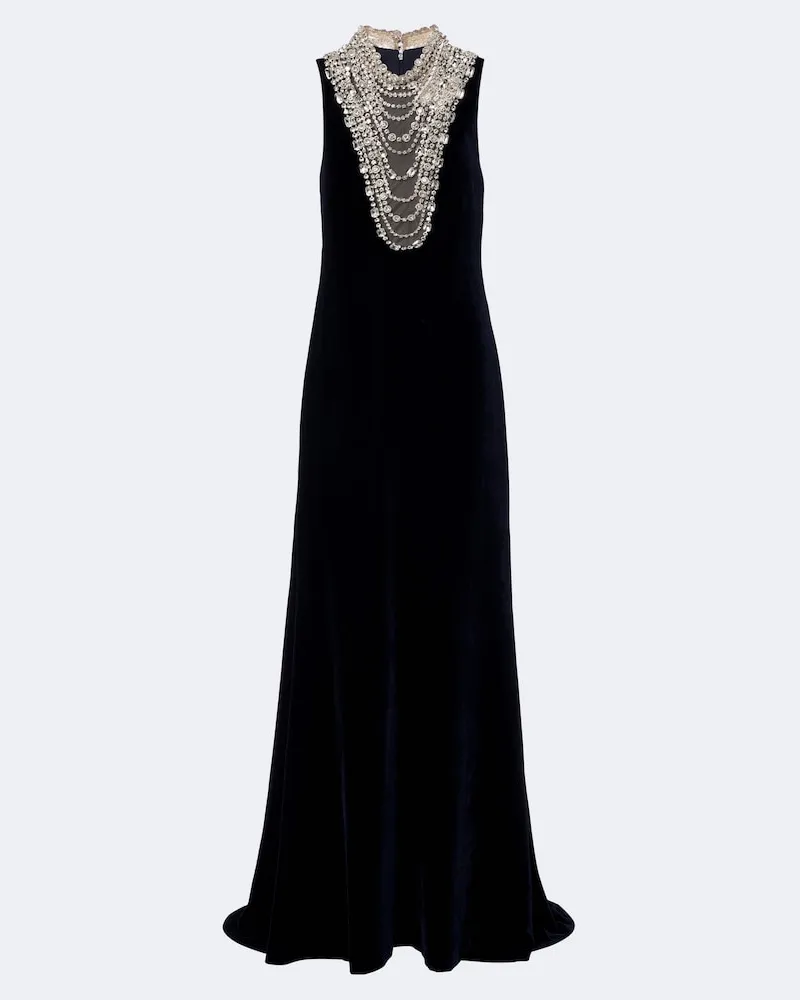 COSTARELLOS Robe aus Samt mit Kristallen Blau