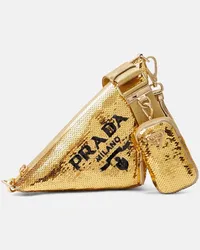 Prada Schultertasche mit Pailletten Gold