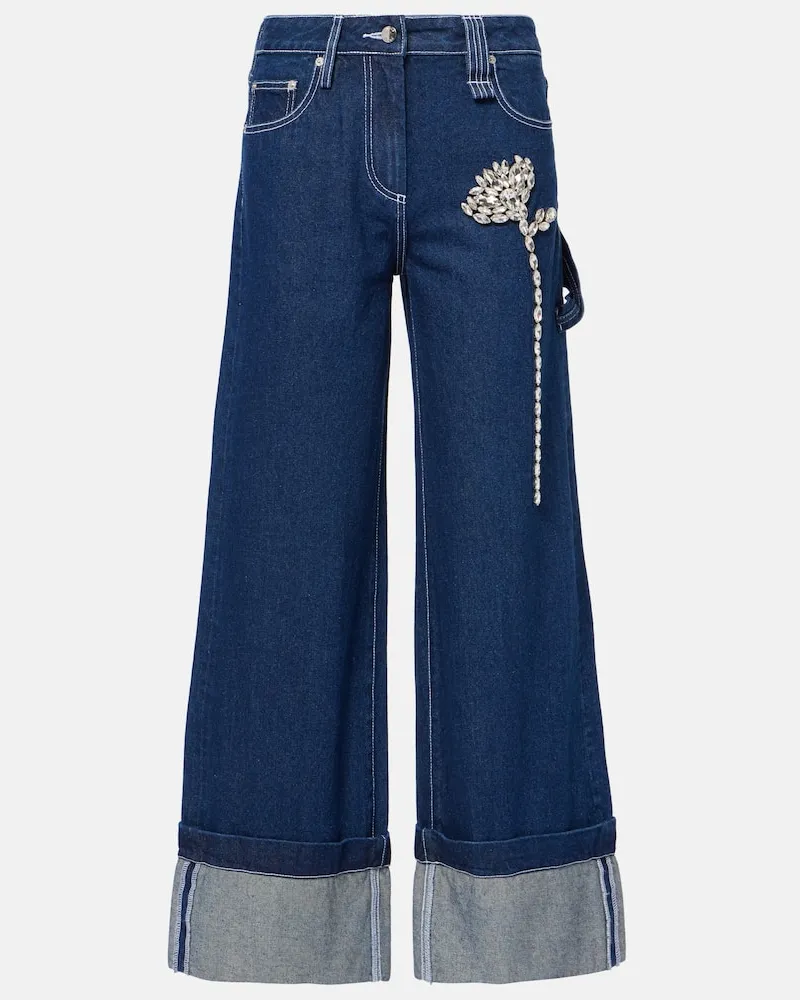 Simone Rocha Straight Jeans mit Kristallen Blau