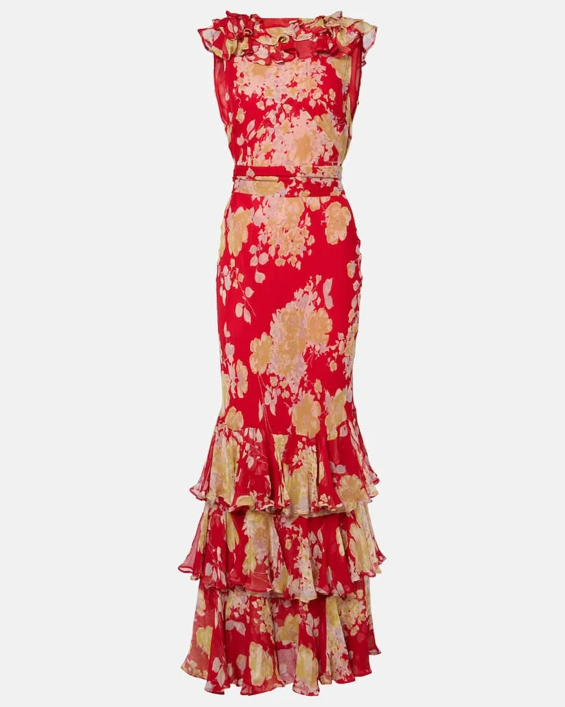 RIXO Bedruckte Robe Rio Rot