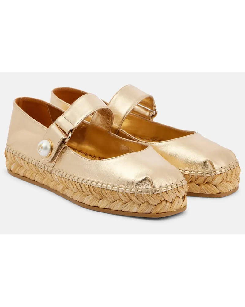 Jimmy Choo Espadrilles Fayence aus Metallic-Leder Gold