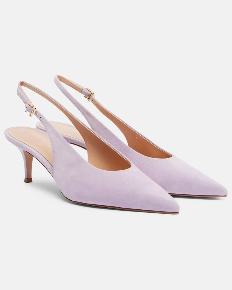 Gianvito Rossi Slingback-Pumps Robbie 55 aus Veloursleder Violett