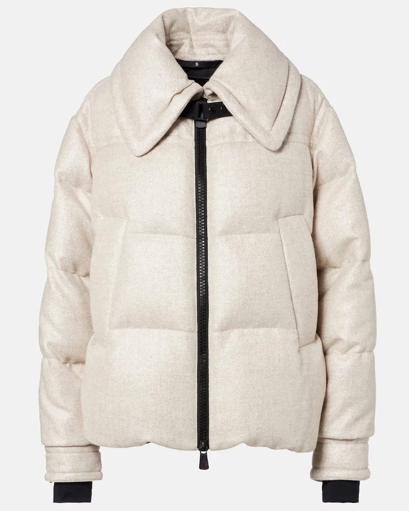 Moncler Daunenjacke Sandane aus einem Wollgemisch Beige