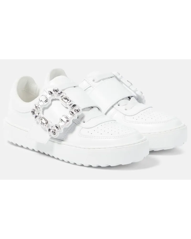 Roger Vivier Verzierte Sneakers Very Vivier aus Leder Weiss