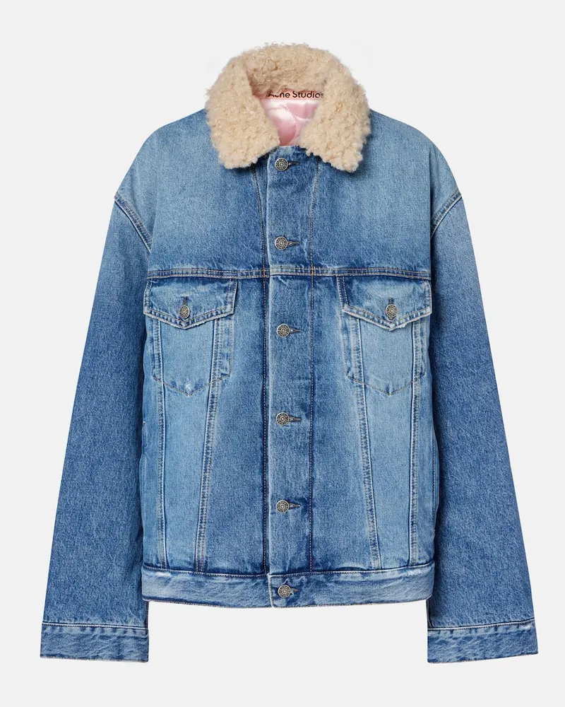 Acne Studios Jeansjacke mit Teddyfleece Blau