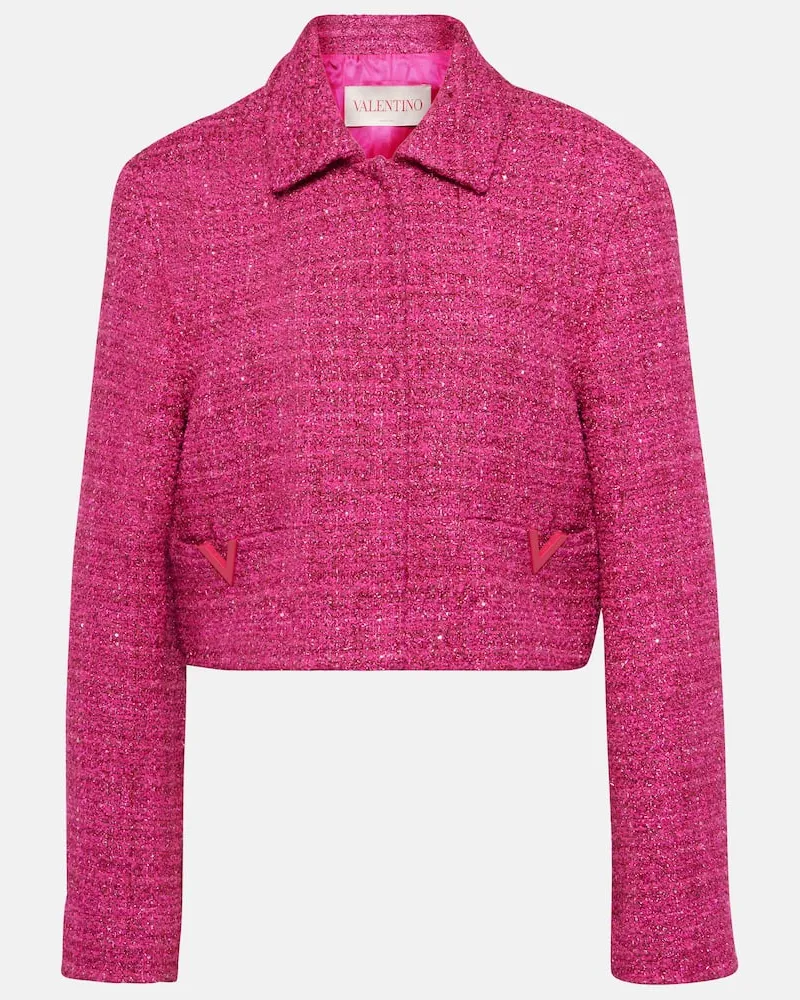 Valentino Garavani Cropped-Jacke VGold aus Tweed Rosa