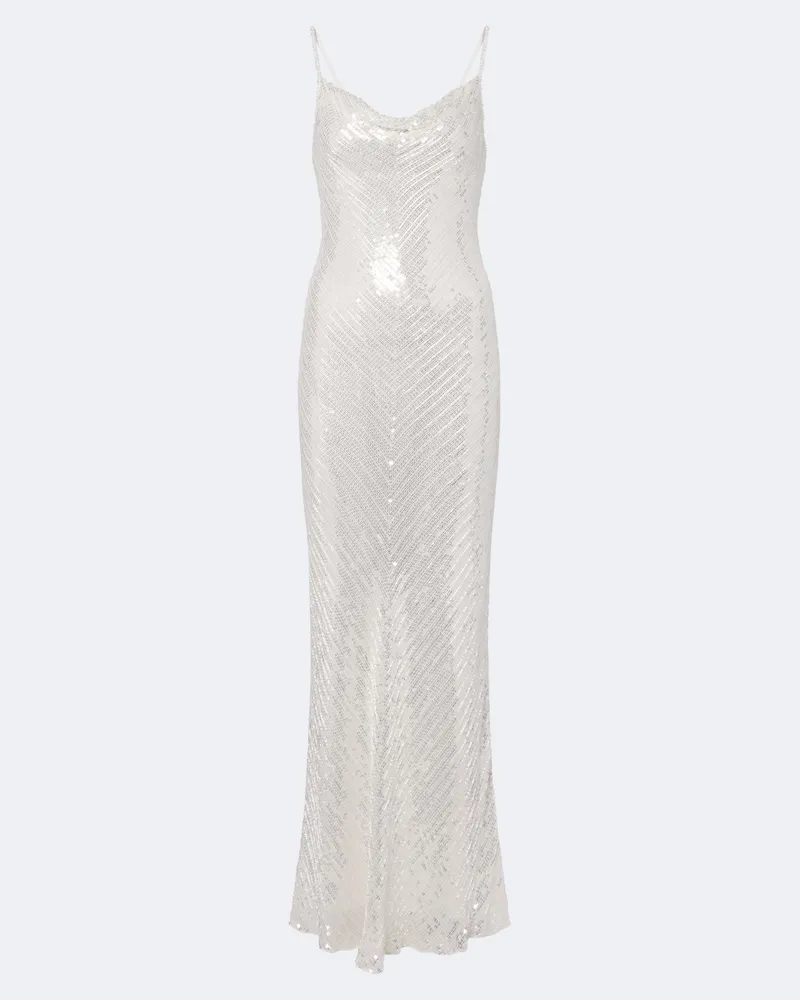 Jenny Packham Robe Shangrila La aus Seide mit Pailletten Silber