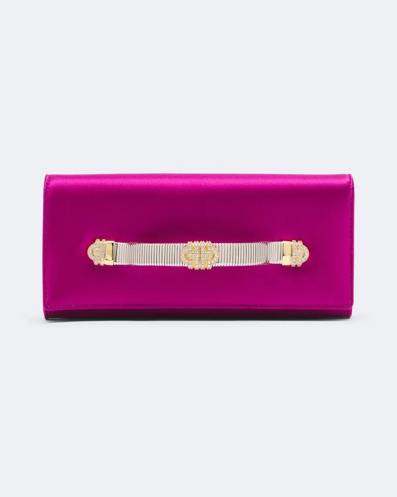 Bulgari Verzierte Clutch Bvlgari Tubogas aus Satin Rosa
