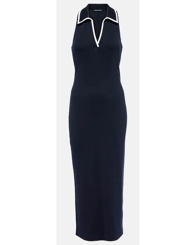 Veronica Beard Polokleid Darien aus einem Baumwollgemisch Blau